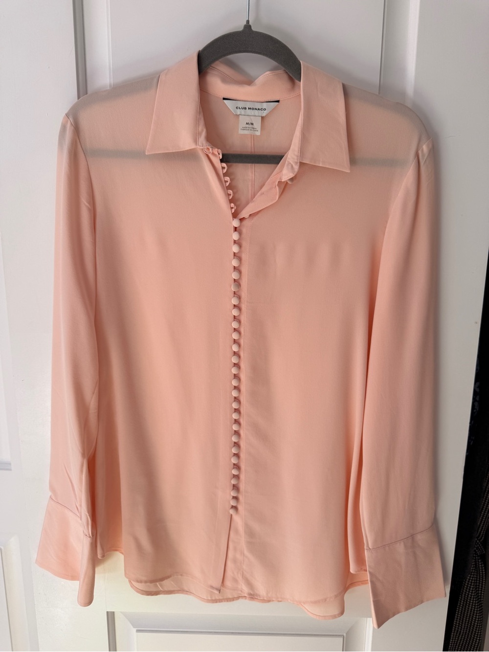 Club Monaco Peach Button-Front Silk Blouse